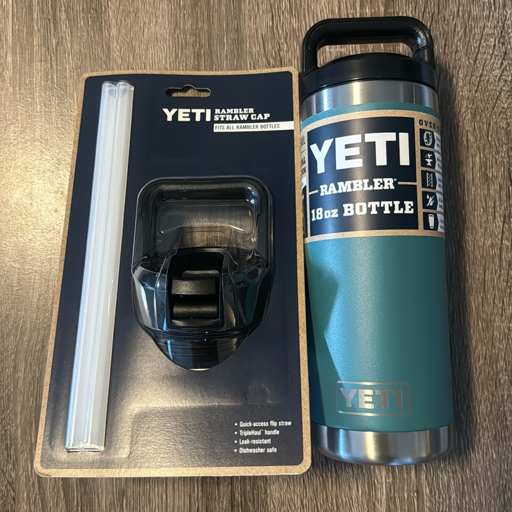 River Green 18 oz Rambler with Straw cap